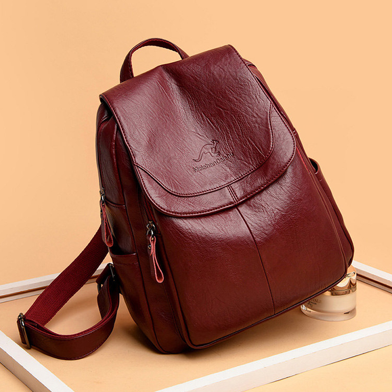 Leather Backpack Vintage - Nóng Bagpack Nữ Thiết Kế Ba