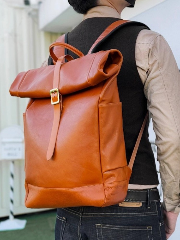 Large Capacity Mens Genuine Le - đánh giá và giá Leather Backpack Vintage