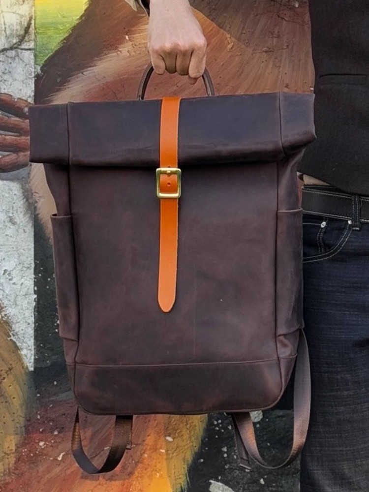 Large Capacity Mens Genuine Le - đánh giá và giá Leather Backpack Vintage