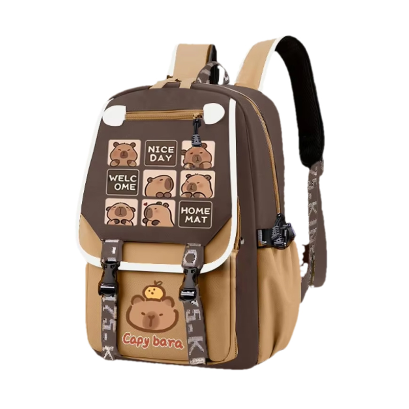 Kawaii Capybara Stylish Khaki  - đánh giá và giá School Backpack Teen