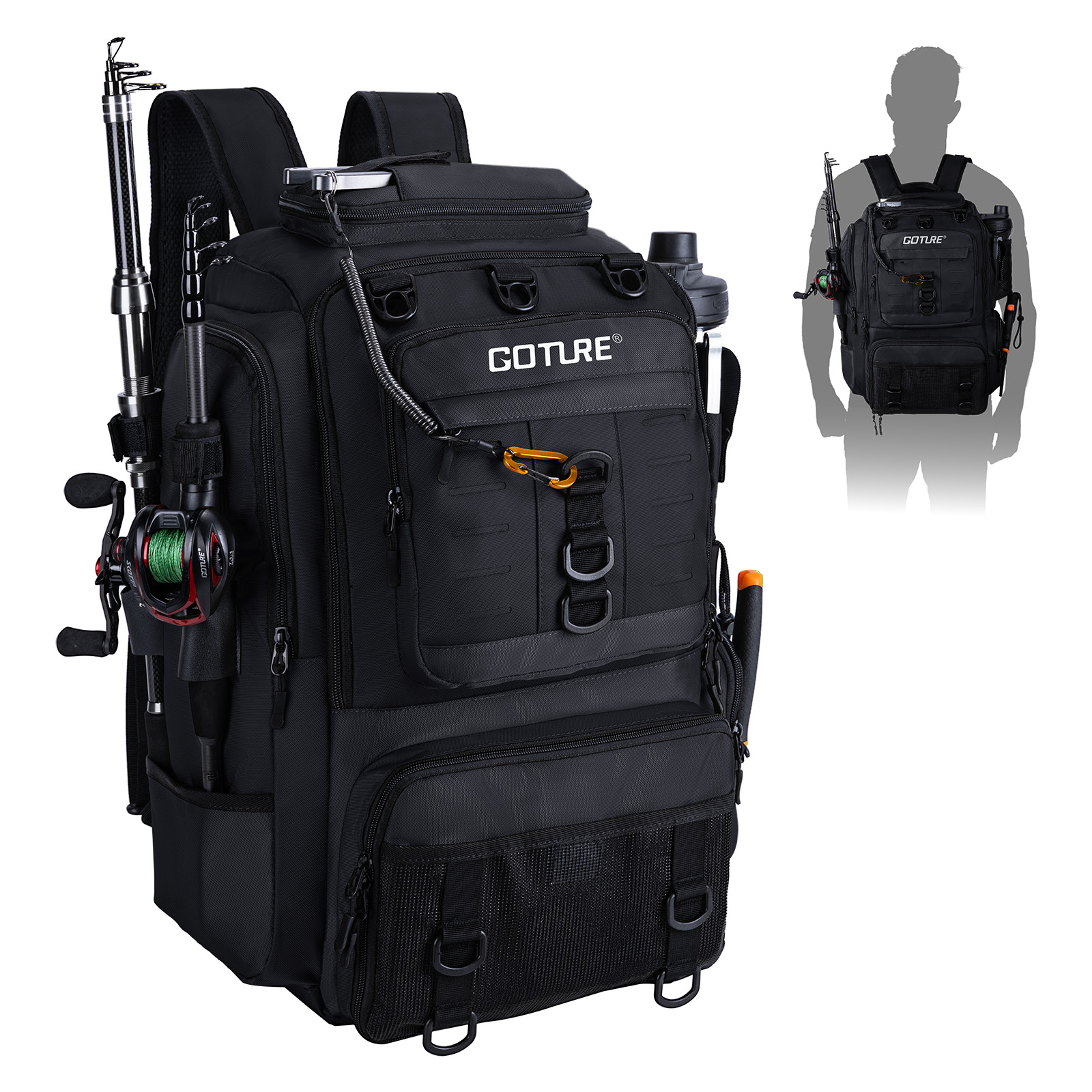 Goture Fishing Bag with Rod Ho - đánh giá và giá Backpack Insert Organizer
