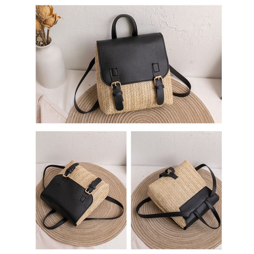 Versatile Bag PU Leather Straw - đánh giá và giá Leather Backpack Vintage