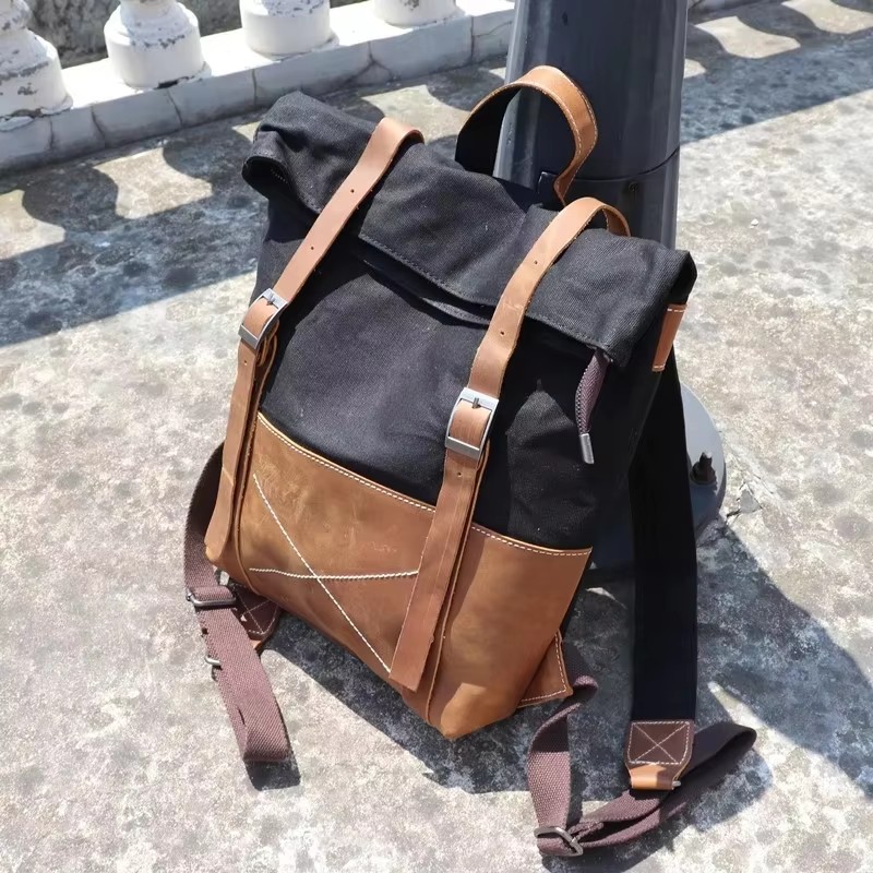 Fashion Men Backpack Waxed Can - đánh giá và giá Leather Backpack Vintage