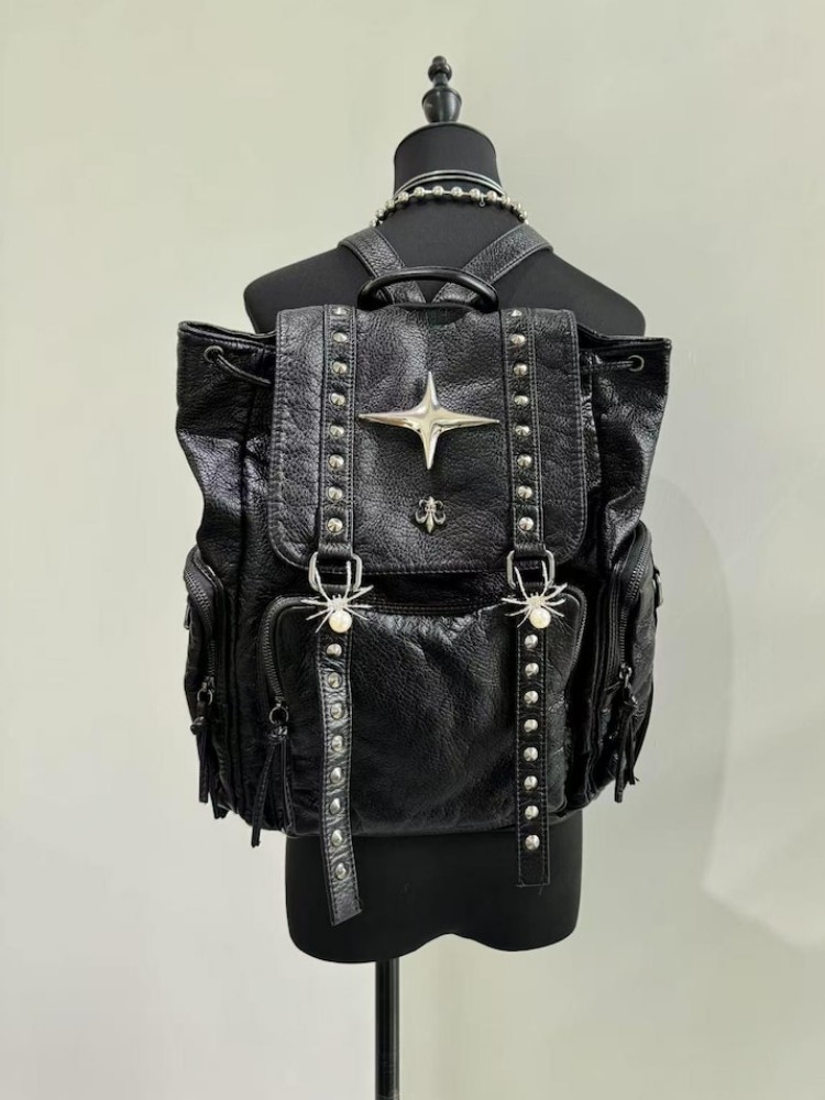 Gothic Punk PU Leather Shoulde - đánh giá và giá Leather Backpack Vintage