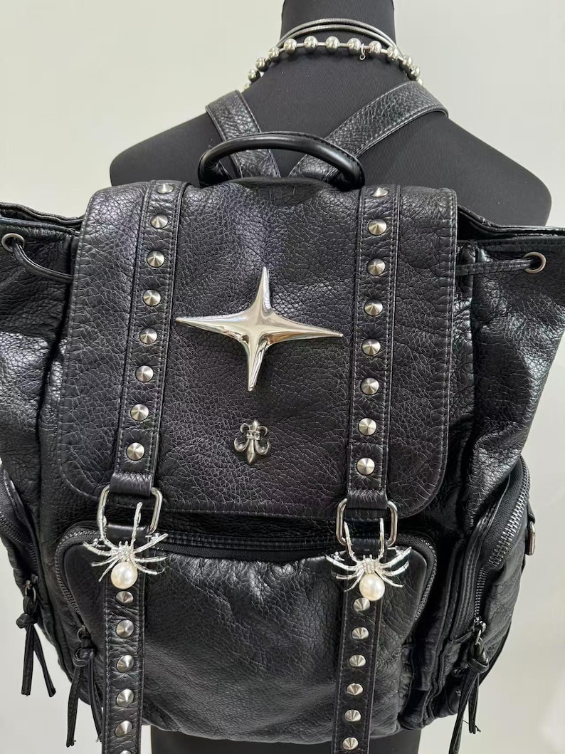 Gothic Punk PU Leather Shoulde - đánh giá và giá Leather Backpack Vintage