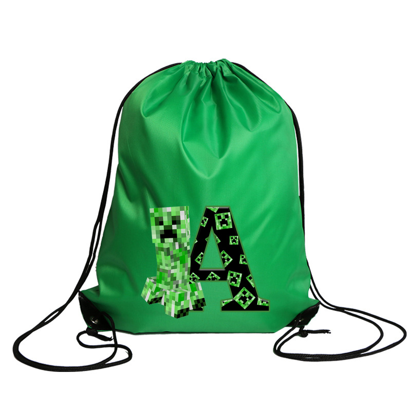 Cartoon Minecrafted Polyester  - đánh giá và giá Drawstring Gym Bag