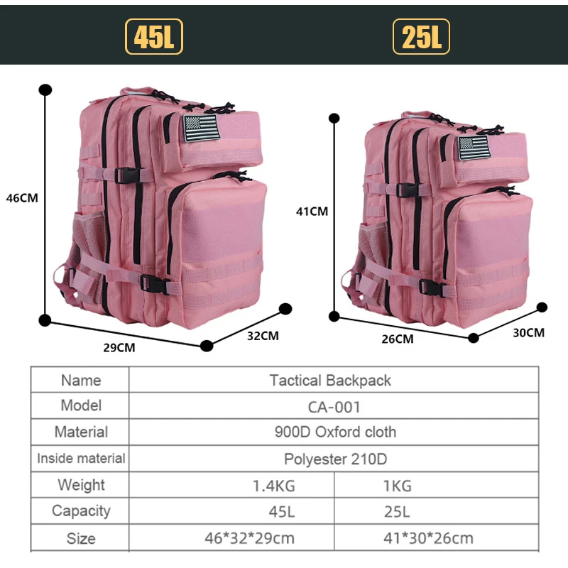 25L/45L 3P Tactical Backpack f - đánh giá và giá Rucksack Military Style