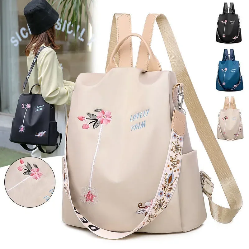 Waterproof Oxford Embroidery W - đánh giá và giá Travel Backpack Anti Theft
